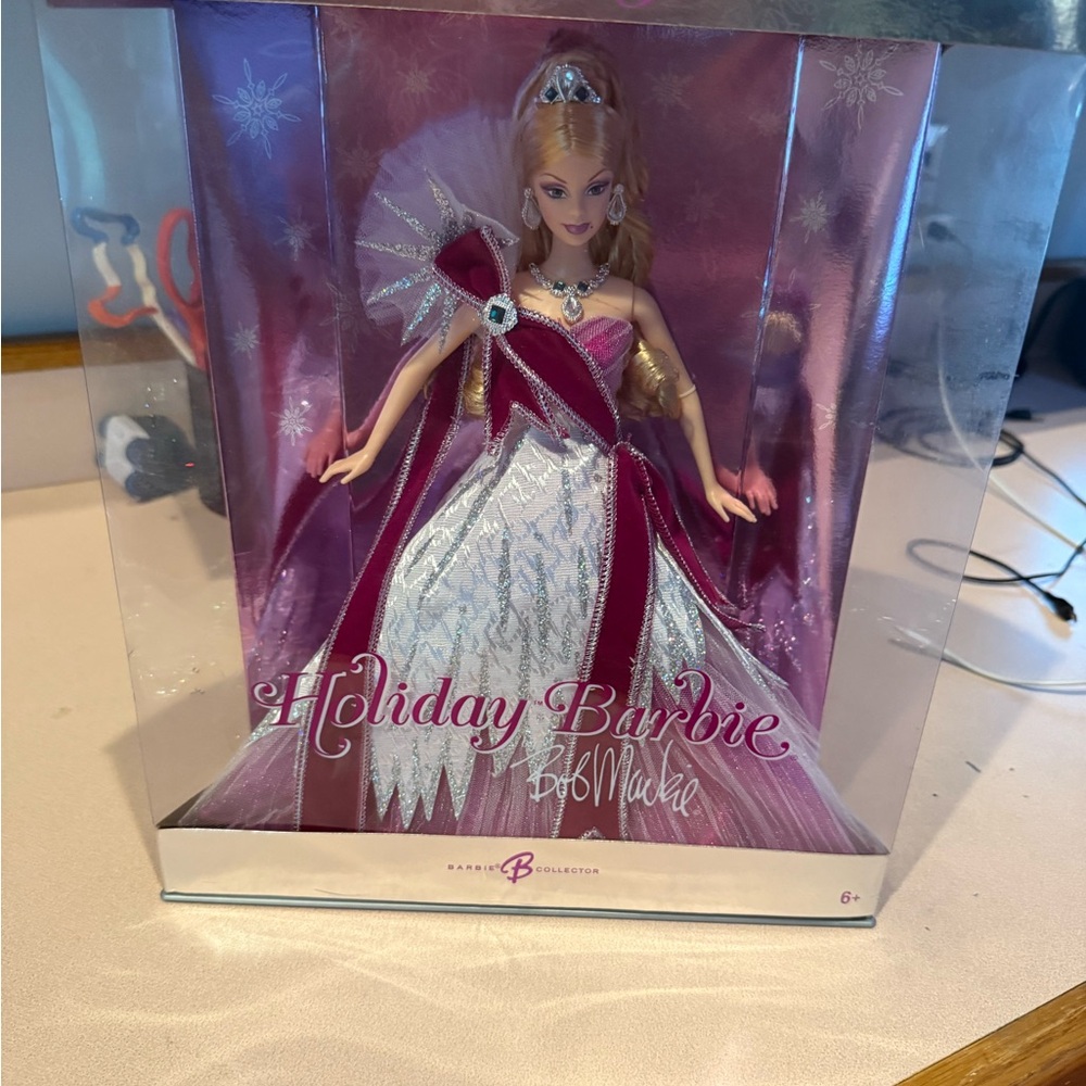 2005 Holiday Barbie Doll in Pink and White Gown